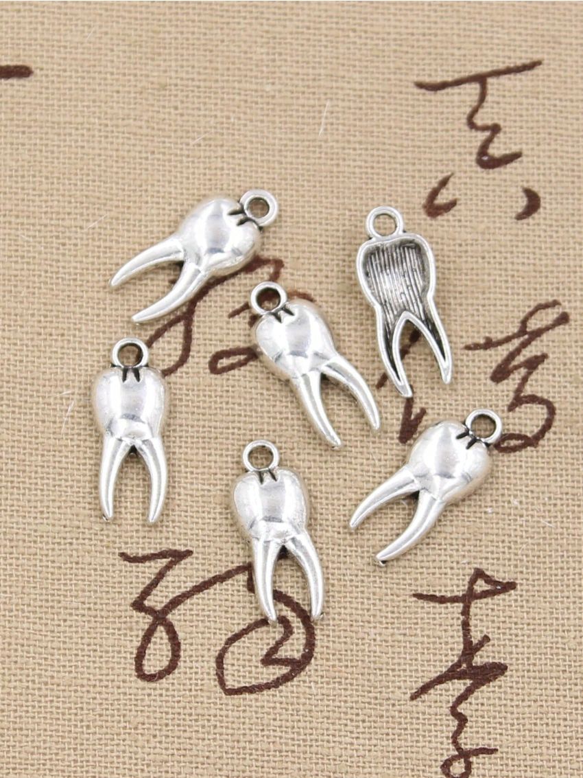 30Pcs Charms Zombie Tooth Teeth Molar Silver Color Pendants Antique Making Handmade Crafts DIY Jewelry