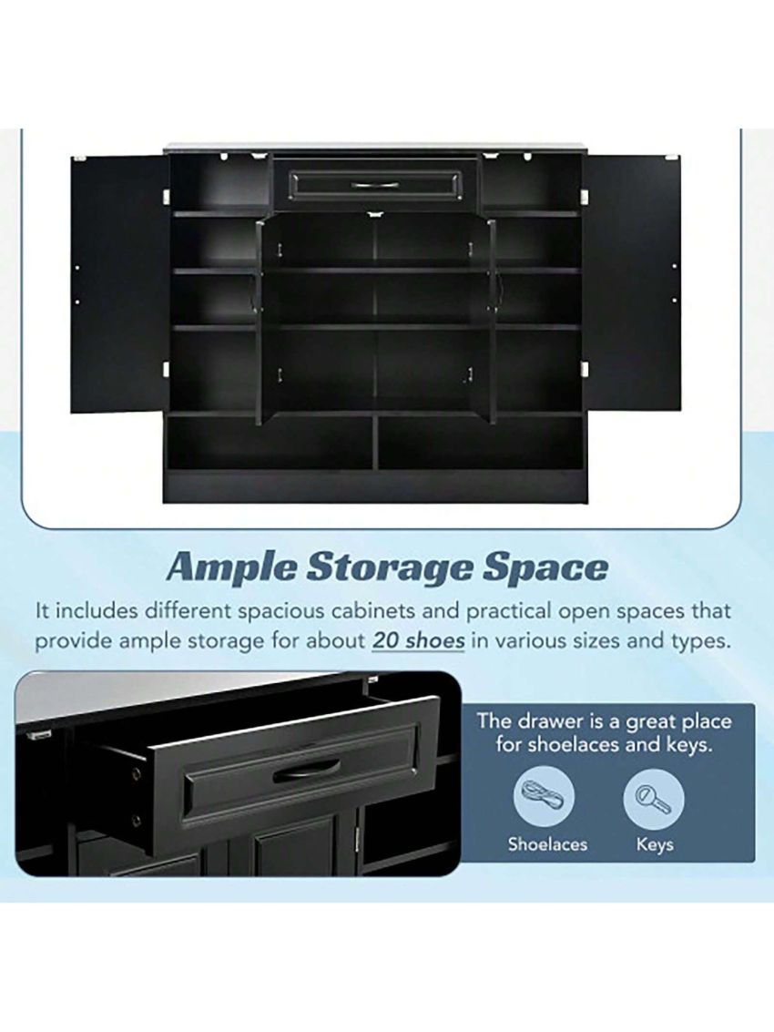 Sleek and Modern Shoe Cabinet with Adjustable Shelves, Minimalist Shoe Storage Organizer with Sturdy Top Surface, Space-saving Design Side Board for Various Sizes of Items