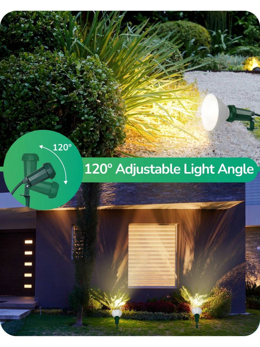 EDISHINE 2 Pack Spotlight Outdoor Plug in with 6FT Cord, 120V Weatherproof Outdoor Flood Stake Lights, E26 Base PAR38 Bulb Outdoor Light Socket for Holiday, Patio, Yard, Flag, UL Listed