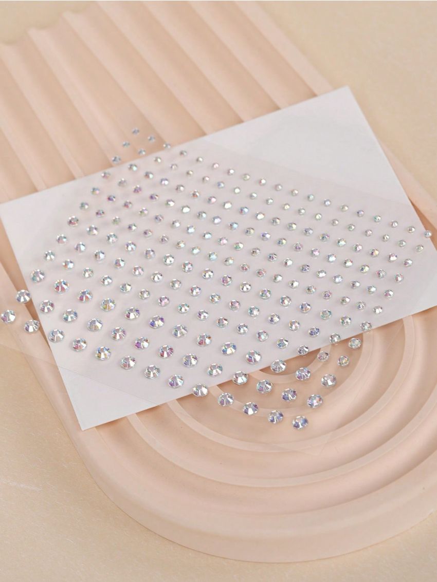 2pcs Multicolored 3d Rhinestone & Pearl Stickers For Eye/face Decors. Suitable For Diy, Music Festivals, Makeup & Dance Parties