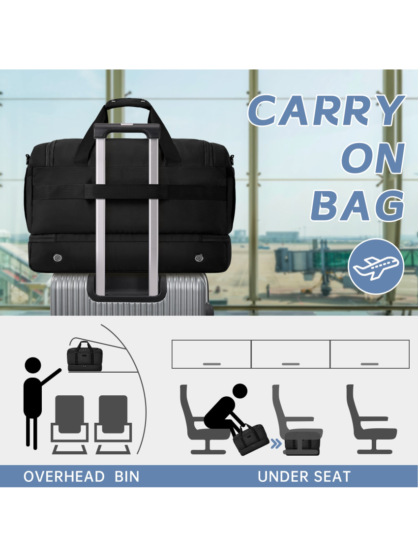 ETRONIK Travel Duffle Bag for Men Women, Carry on Bags for Airplanes with Toiletry Bag, Gym Bag with Shoe Compartment, Weekender Overnight Bag for Sports Business Trip