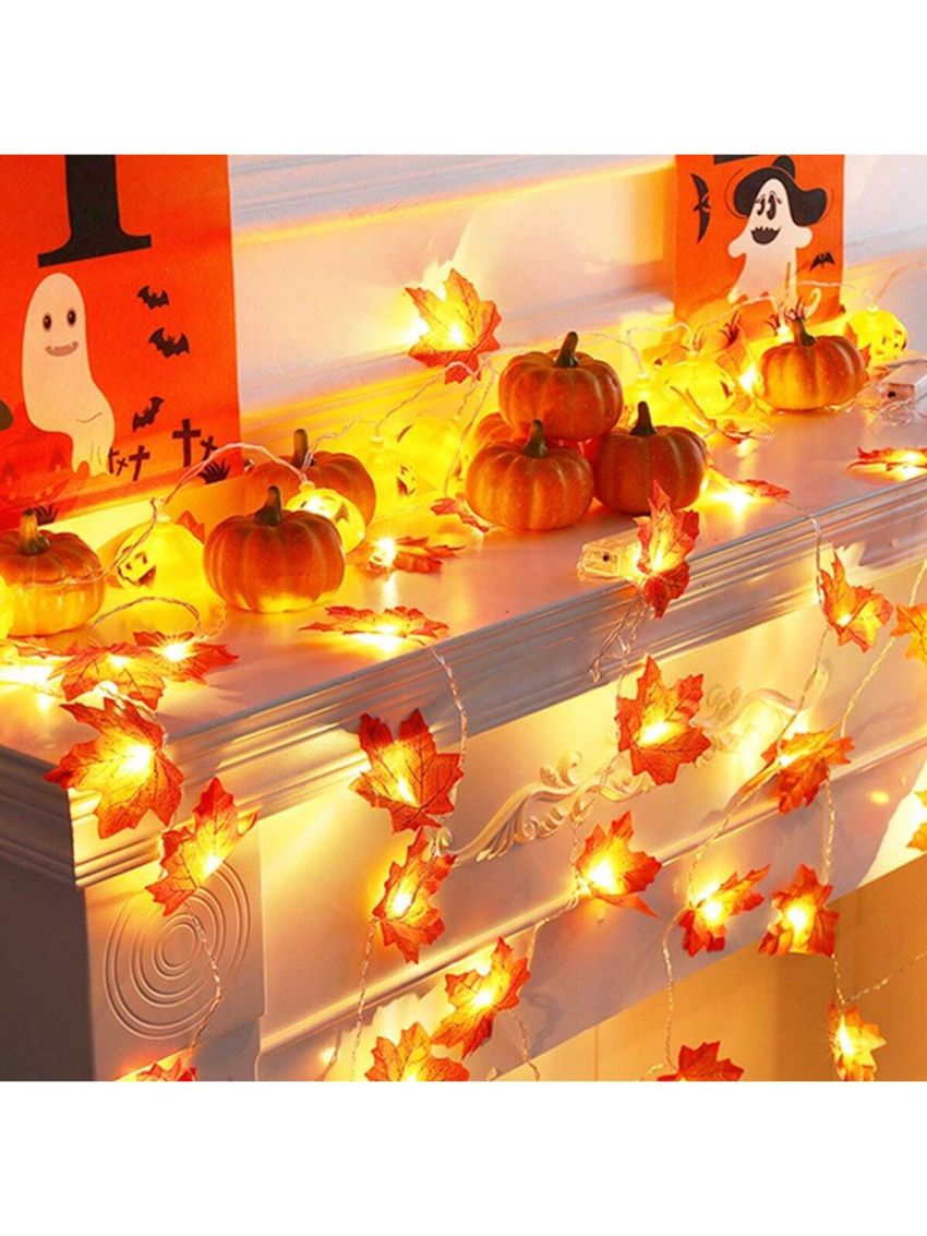 1 Pack Thanksgiving Maple Leaf String Lights Decorations 10/20/40/80 LED Fall Leaves For Home Indoor Outdoor Party Gift Decor