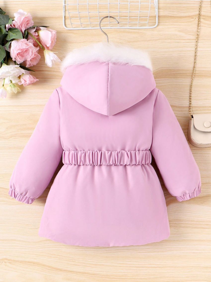 SHEIN Kids CHARMNG Girls' Casual Lovely Warm Hooded -padded Jacket For Fashion Trend