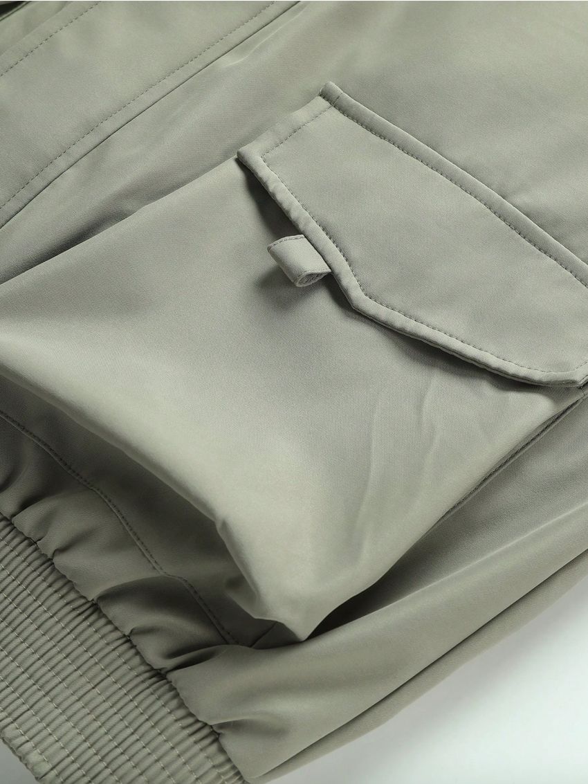 Manfinity Homme Men's Solid Color Stand Collar Jacket