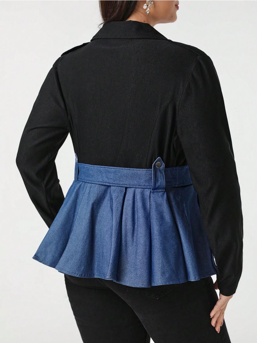 Sylvia Mollie Plus Two Tone Peplum Hem Jacket