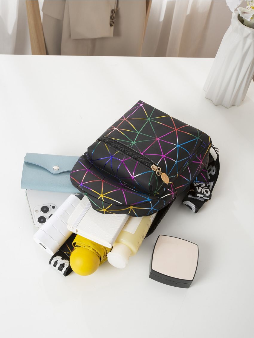 Mini Holographic Geometric Graphic Sling Bag