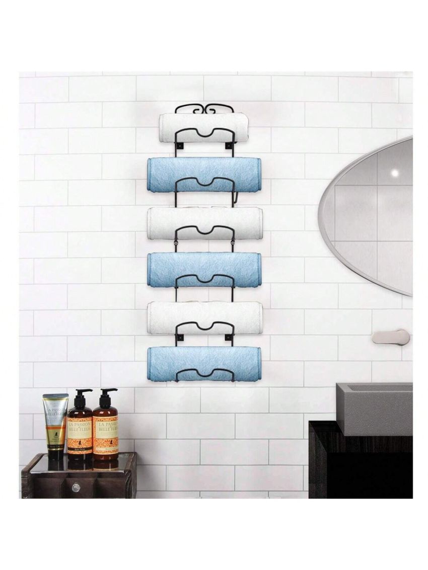 Auledio Metal Towel Rack, Wall Mounted 6 Tier Towel Rack Bar for Bathroom Storage Bath Towels
