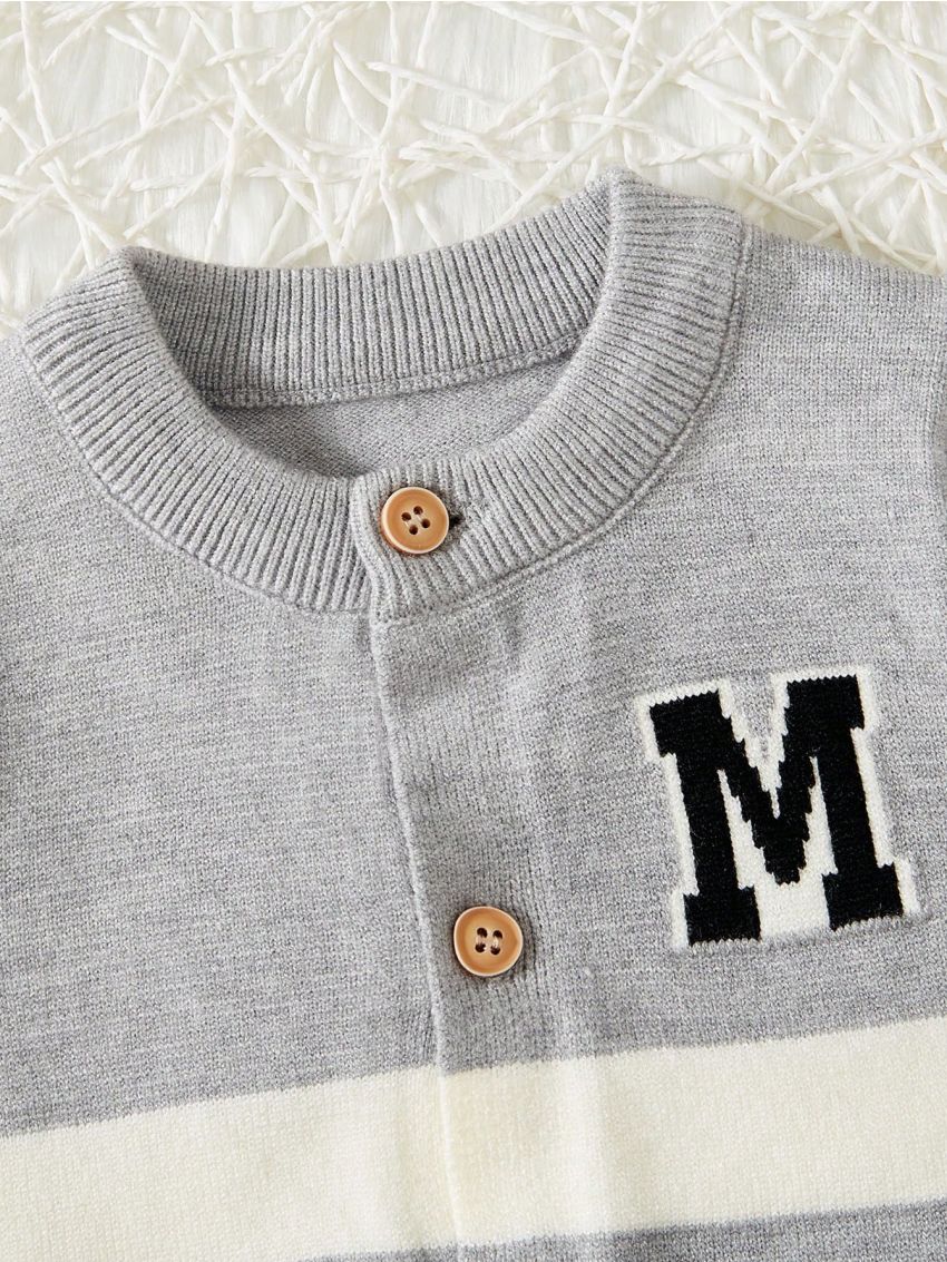 Baby Boy Letter Pattern Colorblock Cardigan