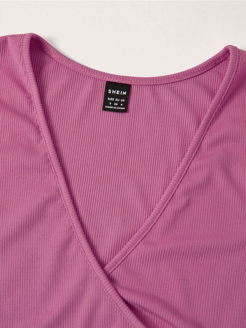 SHEIN BASICS Women'S V-Neck Short Sleeve T-Shirt