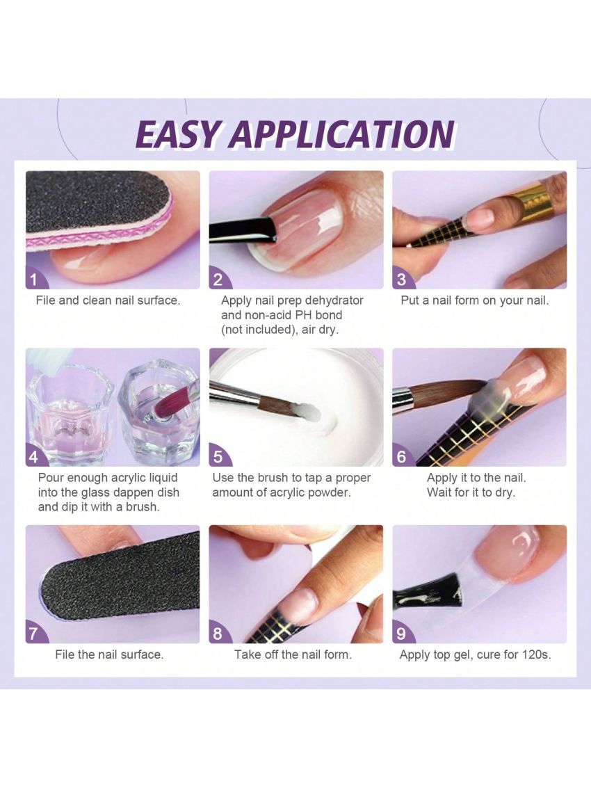 Saviland Acrylic Nail Kit – 30g Clear Acrylic Powder and 60ml Acrylic Liquid Set with Acrylic Nail Brush Nail Forms Tools Set Extension Nail Kit for Beginners with Everything for Home DIY Salon Acrylic Nails Application