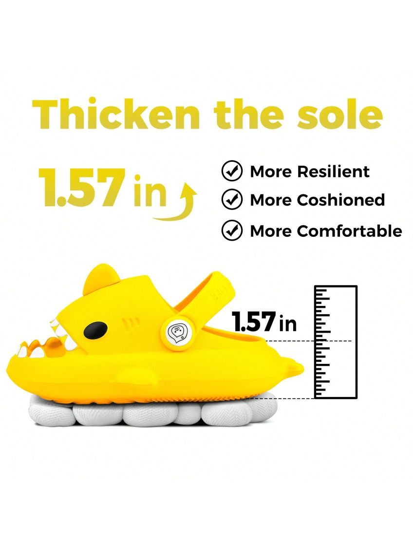Kids Shark Slides Pillow Shower Slippers Quick Dry Sandals Boys Girls Comfy Cloud Slides Summer Non-Slip Thick Sole Beach Pool shoes