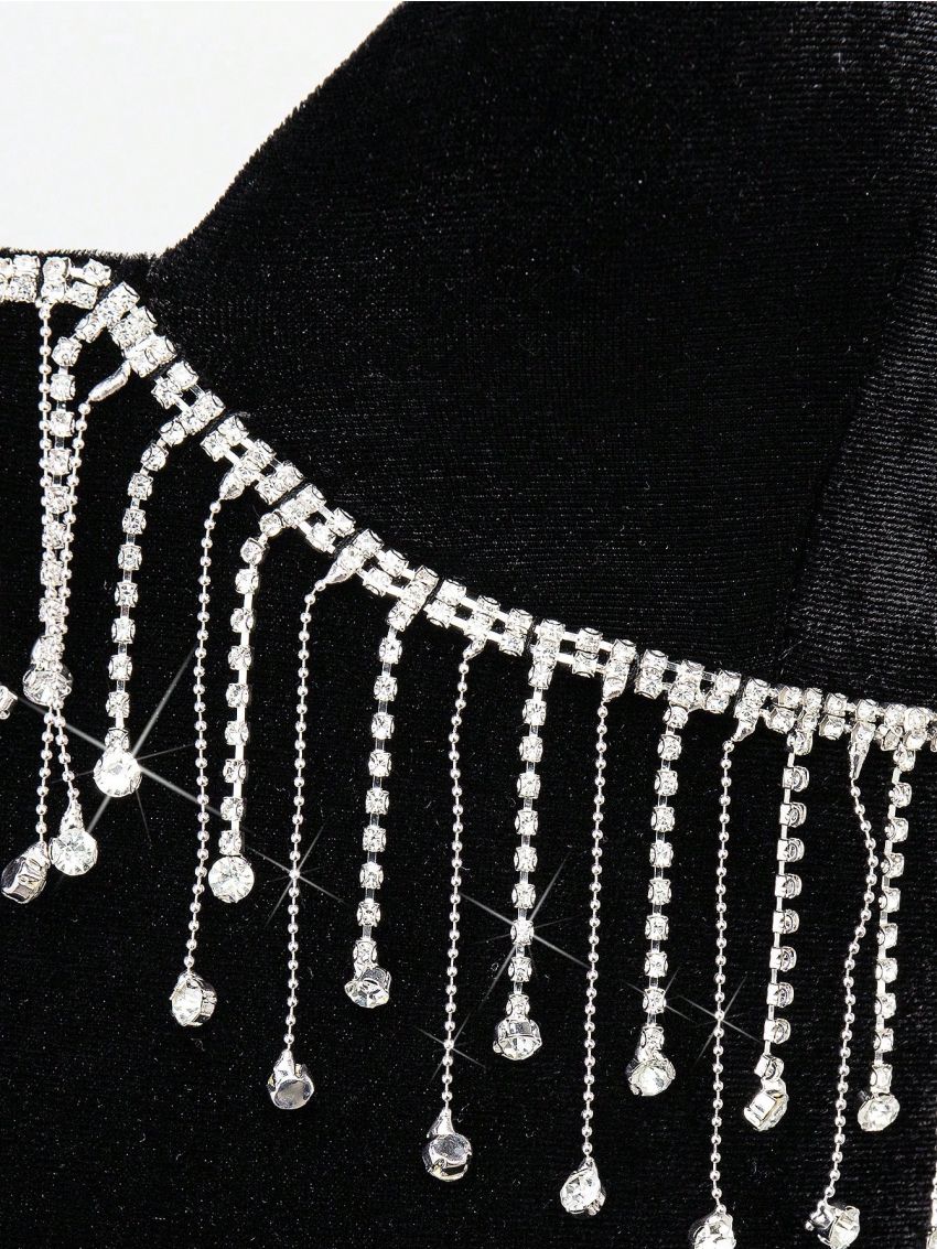 Andante USA Rhinestone Detail Mesh Insert Cami Unitard Jumpsuit