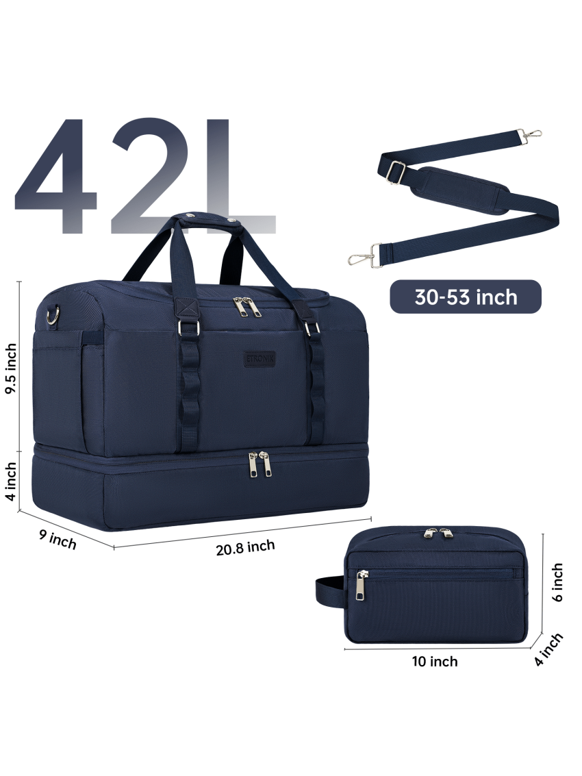 ETRONIK Travel Duffle Bag for Men Women, Carry on Bags for Airplanes with Toiletry Bag, Gym Bag with Shoe Compartment, Weekender Overnight Bag for Sports Business Trip