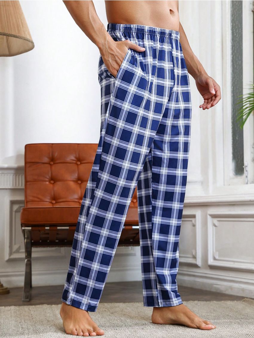 Men'S Plaid Pattern Home Wear Bottoms