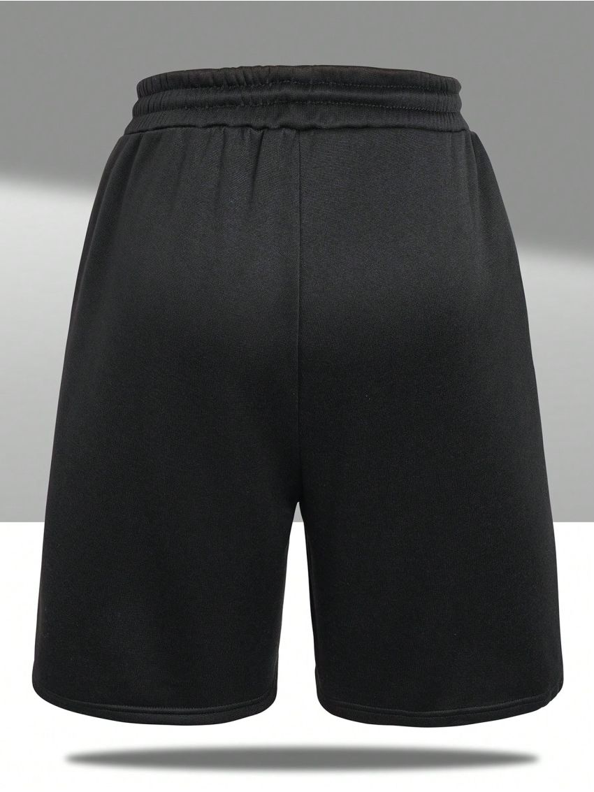 Men's Letter & Alien Pattern Drawstring Waist Shorts