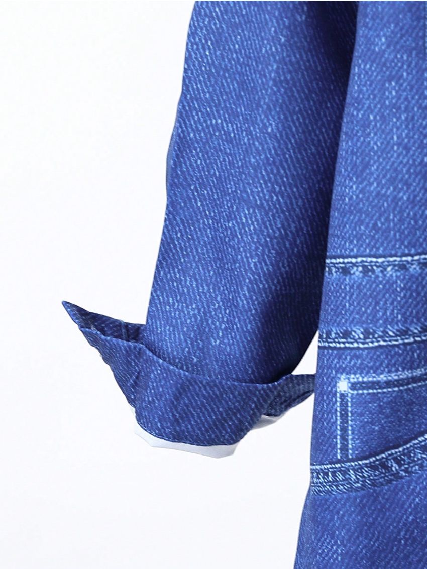 Young Boy Button Front Denim Effect Jumpsuit