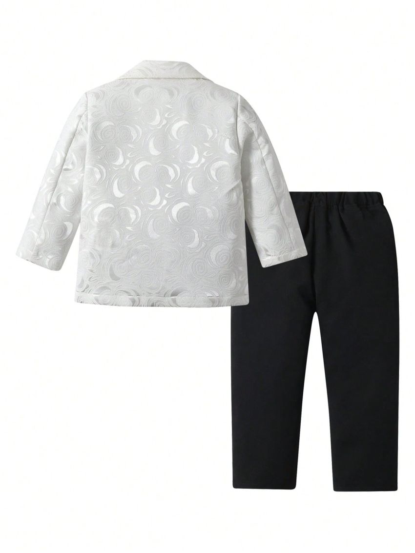 Toddler Boys' White Jacquard Suit 2pcs/Set Formal Dress Suit For Holiday And Festive Occasions