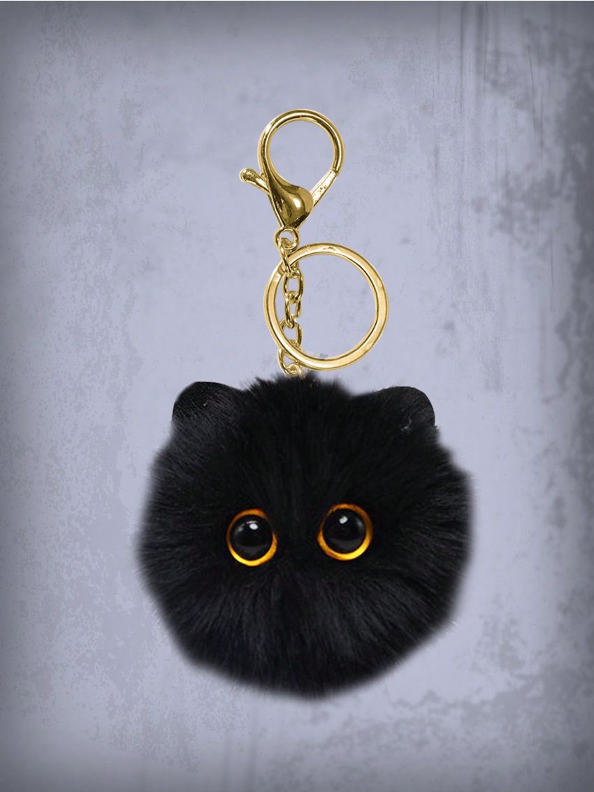 Anime 1pc Women Cat Pom Pom Charm Keychain