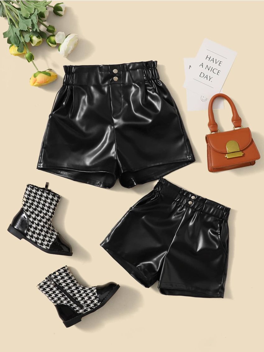 SHEIN Kids EVRYDAY Girls Paper Bag Waist Shorts