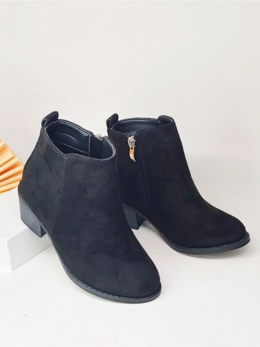 Black Irregular Band & Lace Trim High-low Top Children's Boots