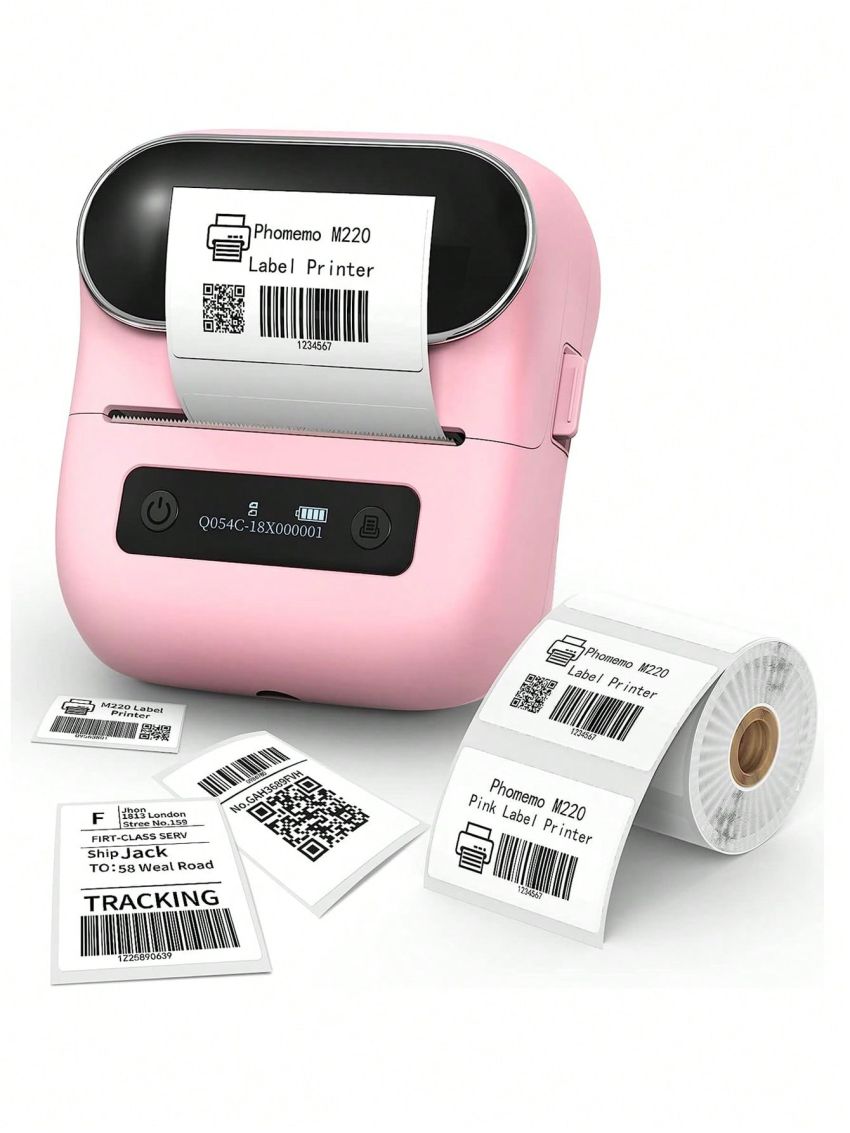 Phomemo M220 Thermal Bluetooth Label Makers - Wireless Thermal Label Maker for Address, Labeling, Mailing, File Folder Label, Office Supplies Organizing, Easy to Use, Portable Sticker Label Printer with 1 Roll Labels