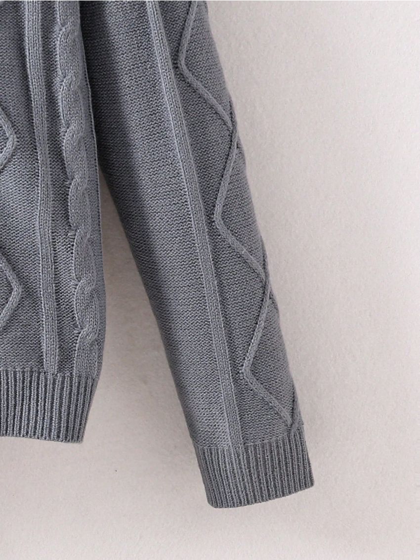 Simple & Fashionable Twist Rope Design Teen Boys' Button-Up Cardigan Sweater