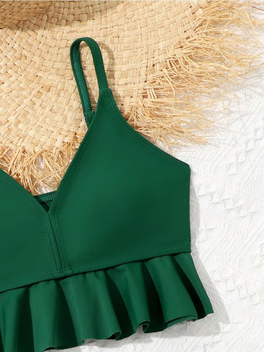 Tween Girls' Swimwear Set With Lace Hem