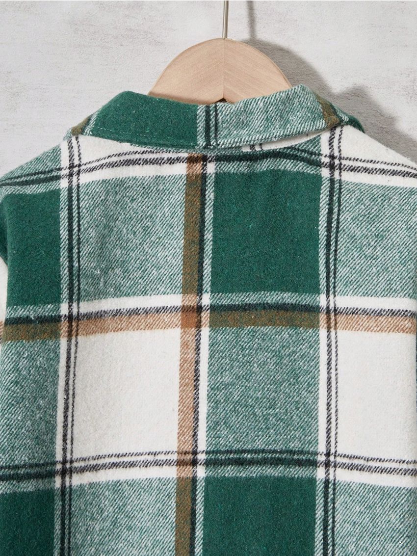 SHEIN Kids EVRYDAY Boys' (big) Plaid College Style Long Sleeve Jacket