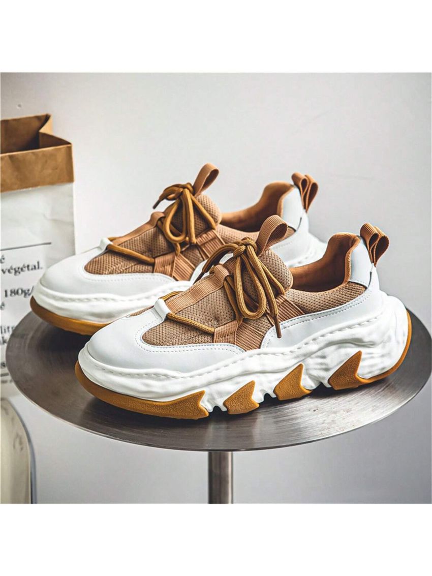 Men's Shoes 2023 New Four Seasons Breathable Dad Sneakers Thick-soled Increased Casual Round-toe Sports Shoes, Fashionable