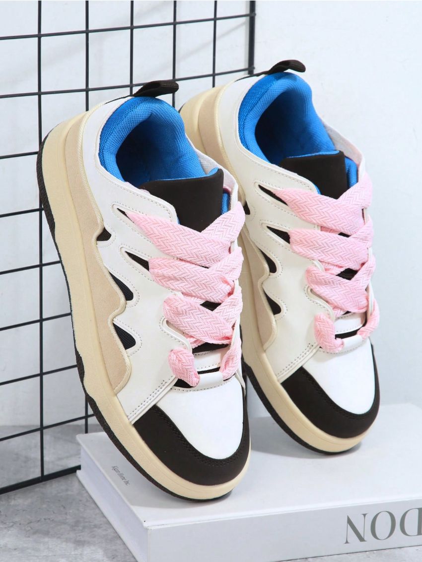 Colorblock Lace Up Front Skate Shoes