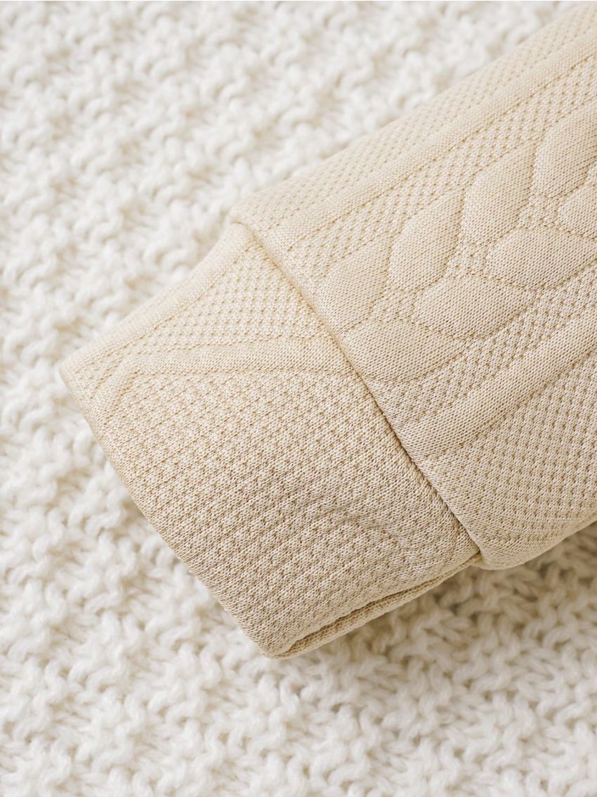 Infant Girls' Fuzzy Trim Hooded Drawstring Weave Jacket