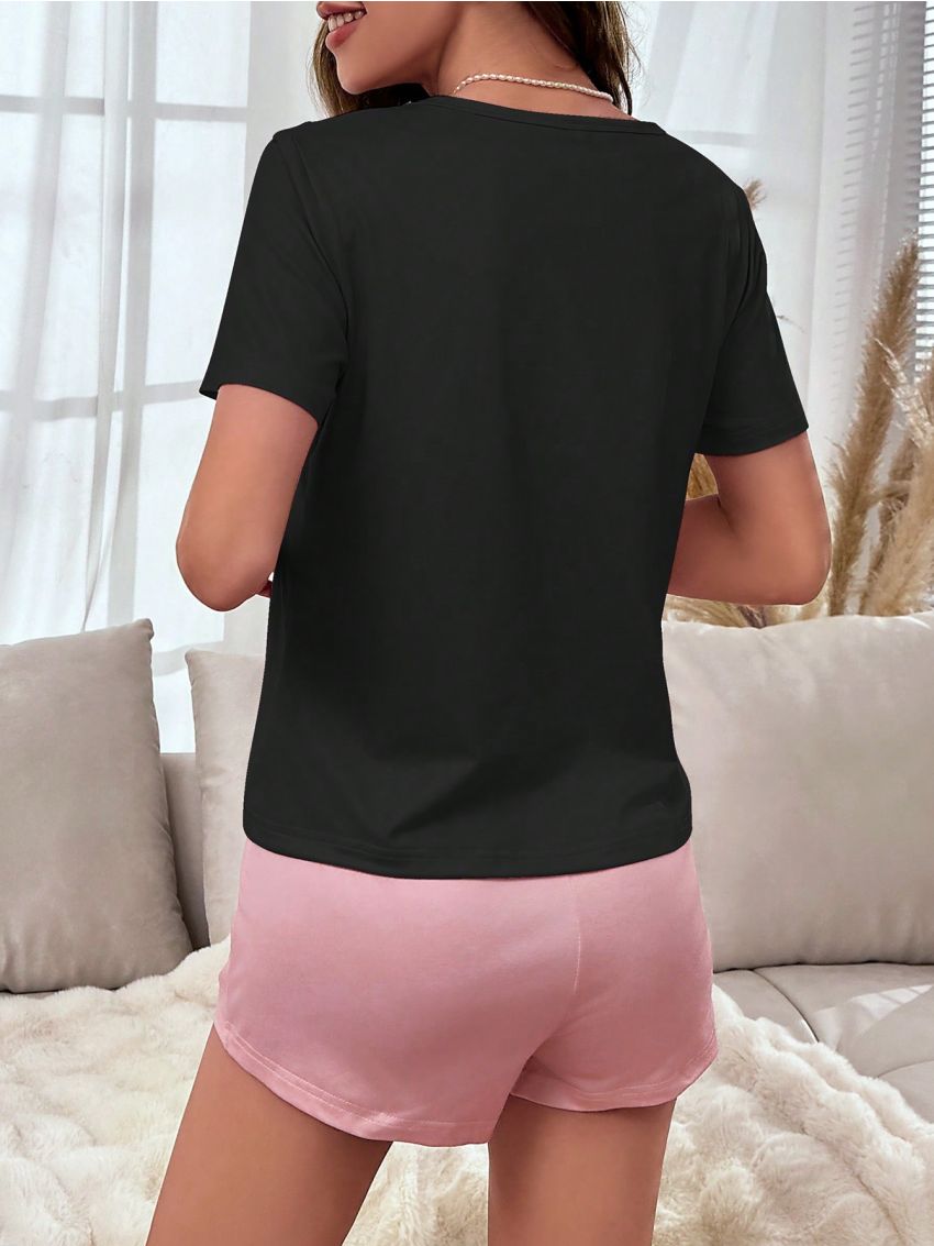 Heart & Letter Graphic Sleep Tee