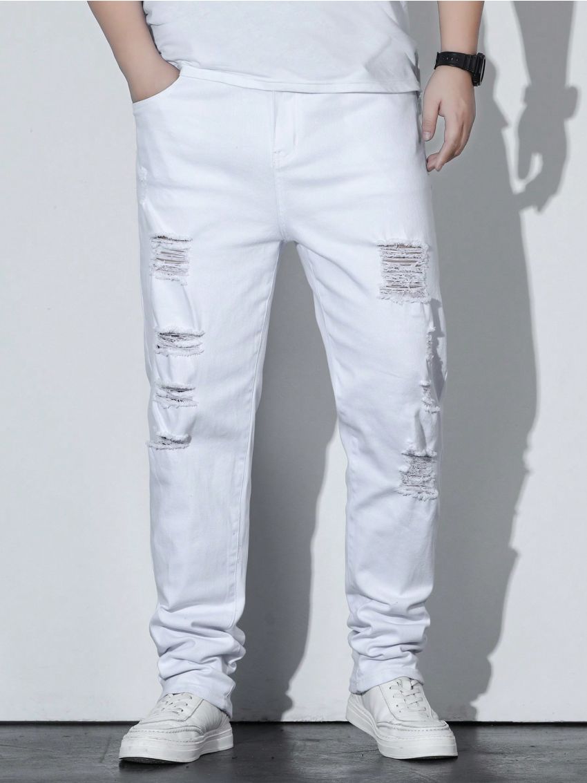Men's Plus Size Ripped Jeans With Pockets