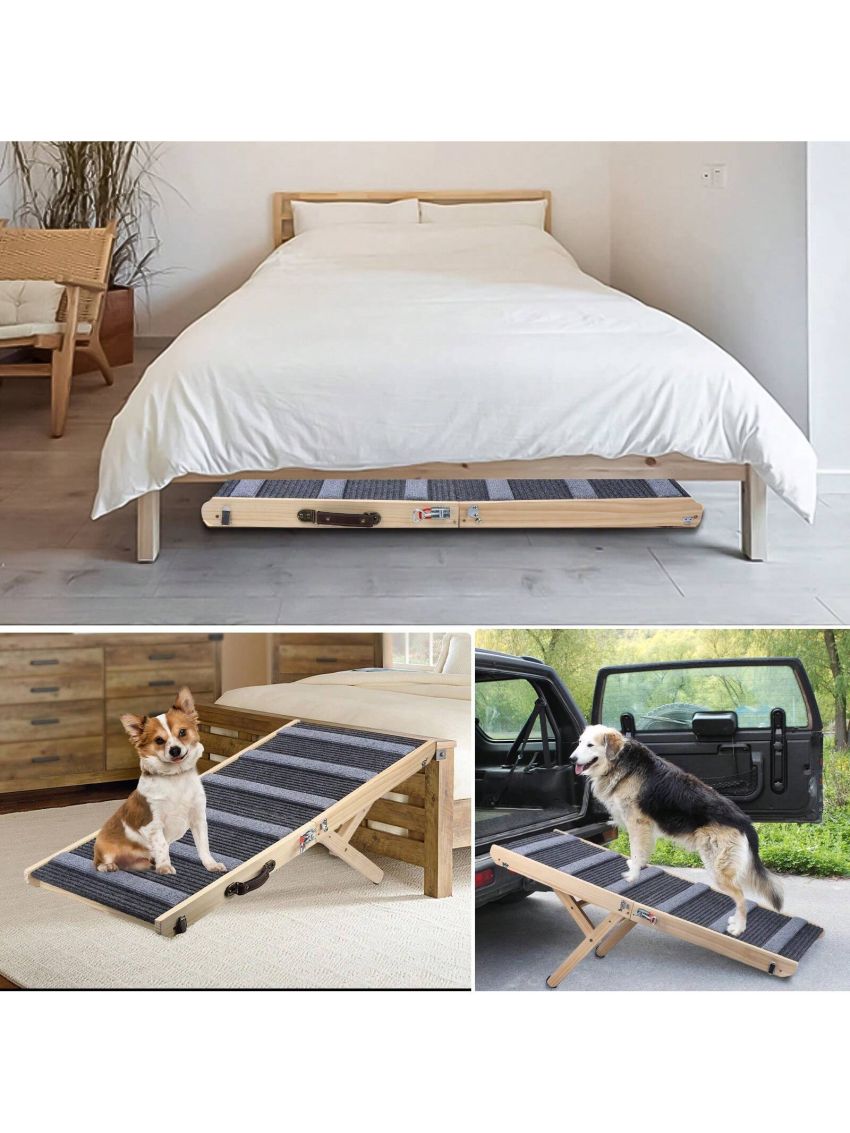 Adjustable Dog Ramp, Folding Pet Ramp, Dog Stairs, Cat Ramp, Portable Dog Steps Suitable, 43.3