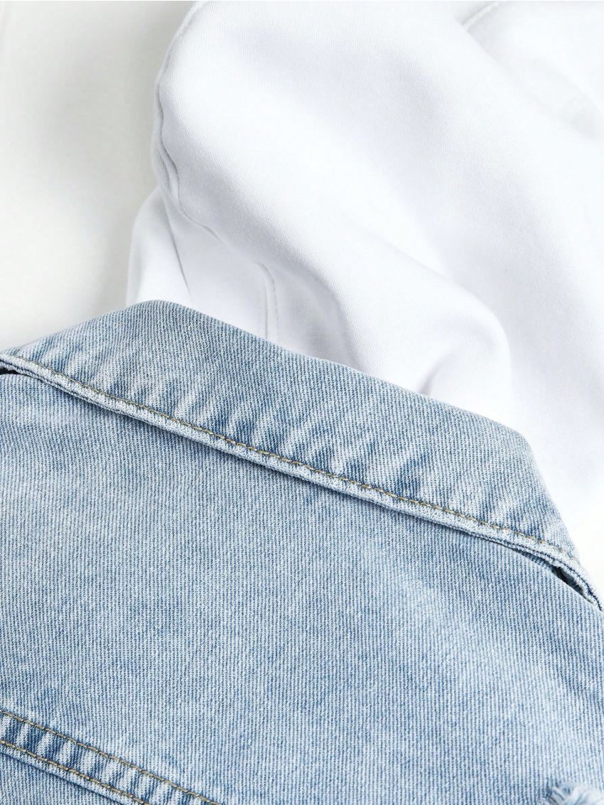 Boys' Broken Hole Denim Jacket With Slogan Print