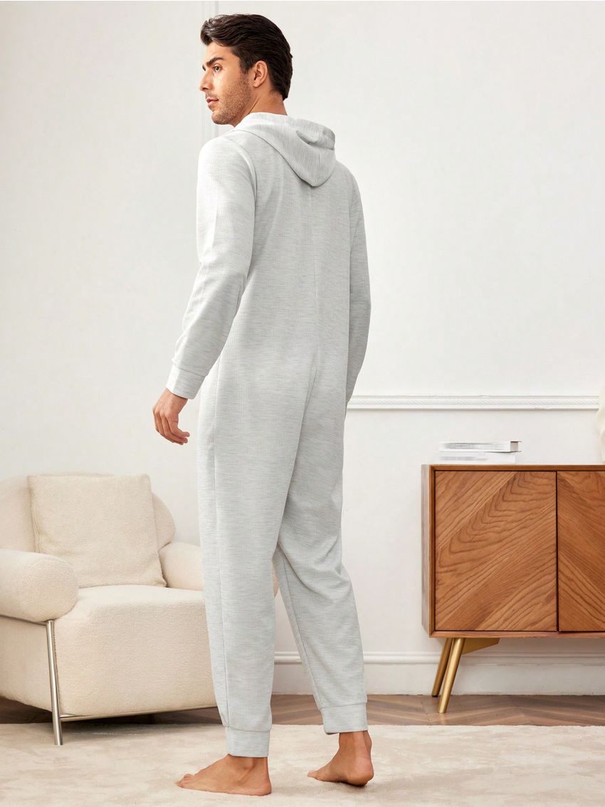 Men'S Hooded Long Sleeve Jumpsuit Home Clothes