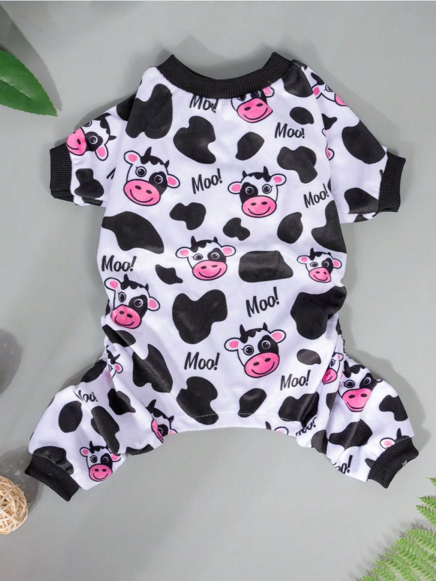 2pcs Cartoon Print Dog Pajamas Clothes for Small & Medium Dogs