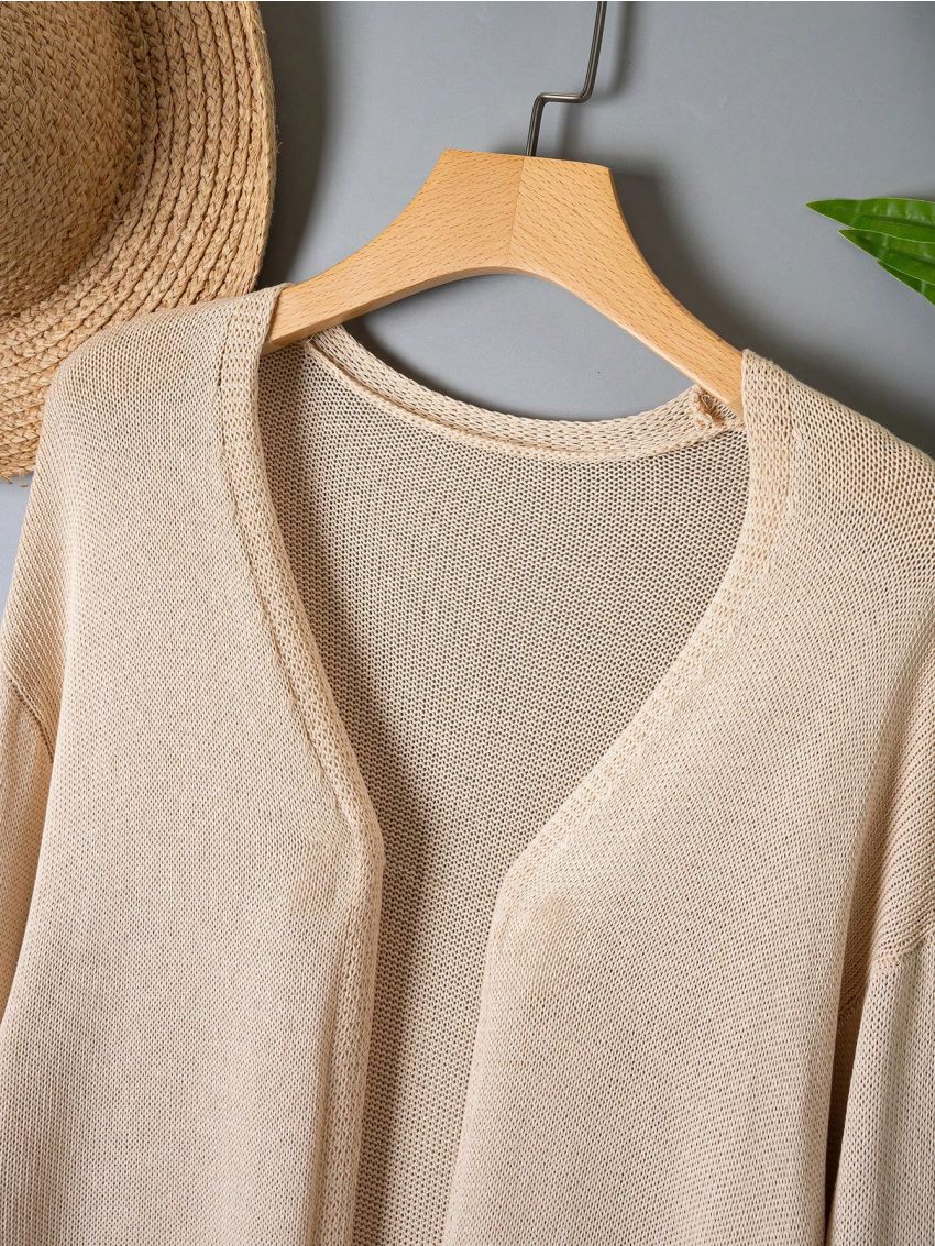 Teen Girls' Versatile Open Front Cardigan For Layering