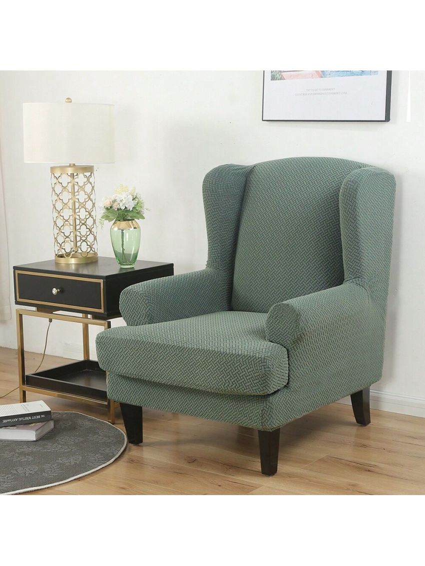 Wingback Armchair Cover Stretch Slipcover Elastic Wing Chair Cvoer Protector 2 Pieces