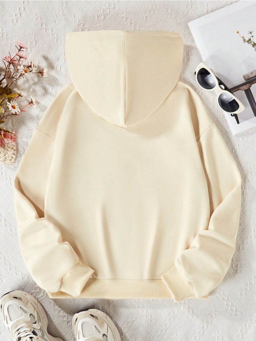 SHEIN Kids CHARMNG Girls' Hoodie With Cute Cat Print, For Tween