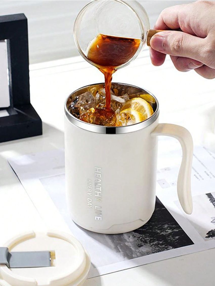 500ML Stainless Steel Coffee Mug with Lid White Insulation Cup Tumbler office Thermal Mug Vacuum Flasks Coffee tea Cup With Handle