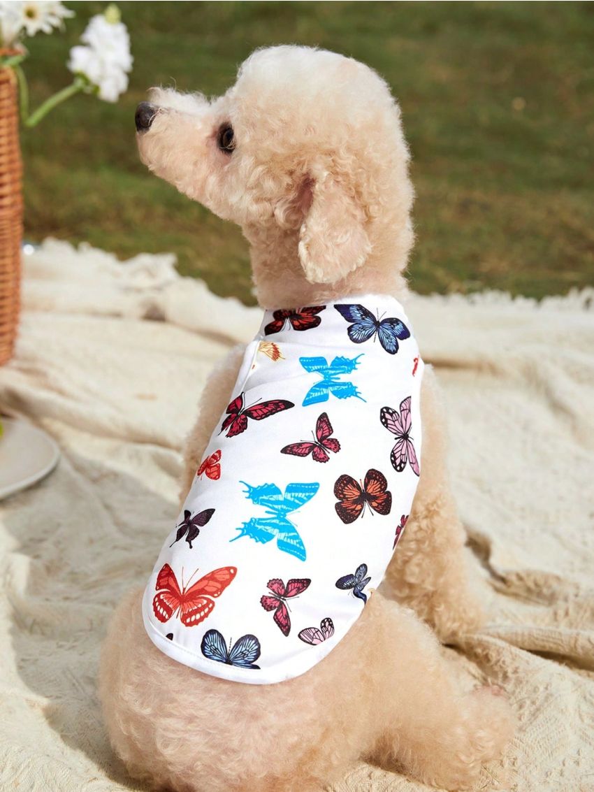 PETSIN Petsin Colorful Butterfly & White Pet Vest For Both Cats And Dogs, 1pc