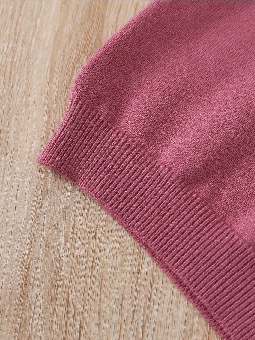 Baby Girls' Knitted Sweater With Ruffled Collar