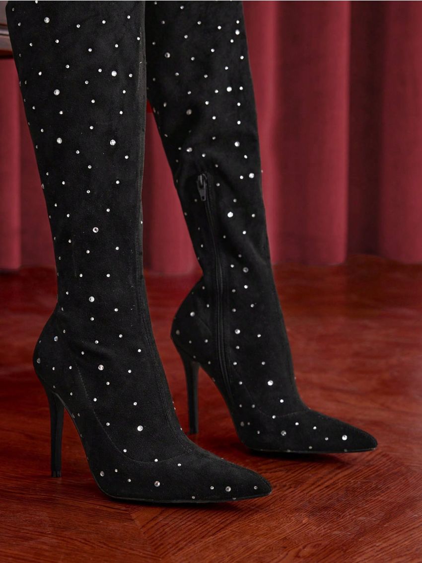 SHEIN Belle Point Toe Women's Over The Knee Boots