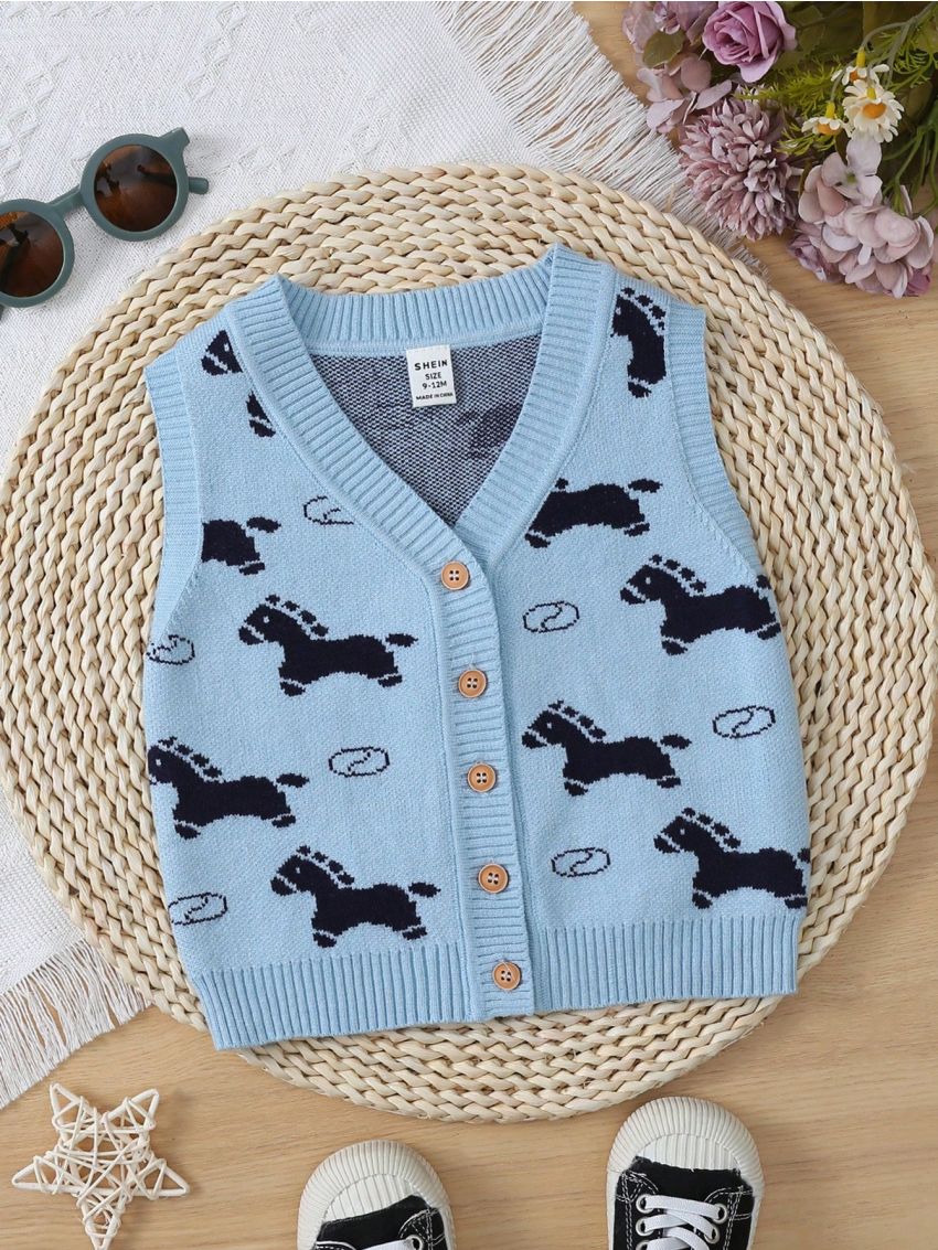 New Autumn And Winter Baby Boys' Cartoon Patterned Sweater Vest