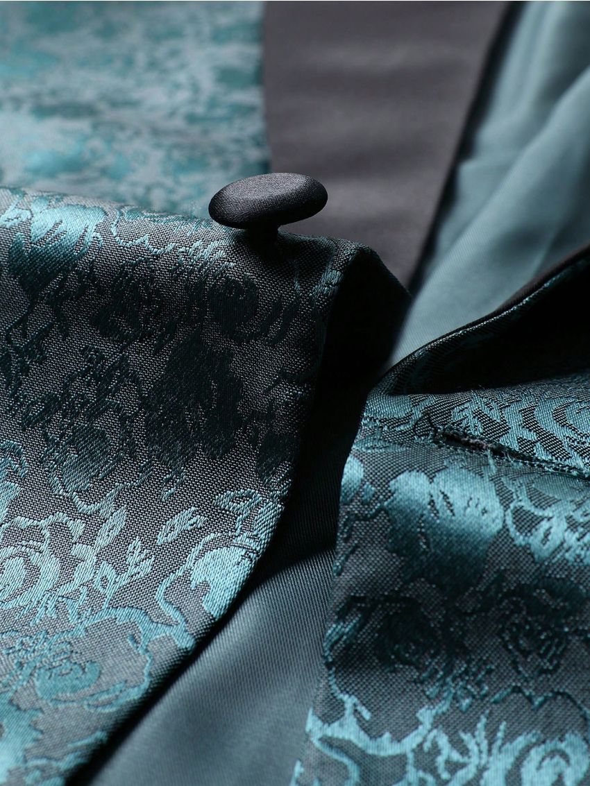 Manfinity Mode Men's Jacquard Turn-down Collar Suit