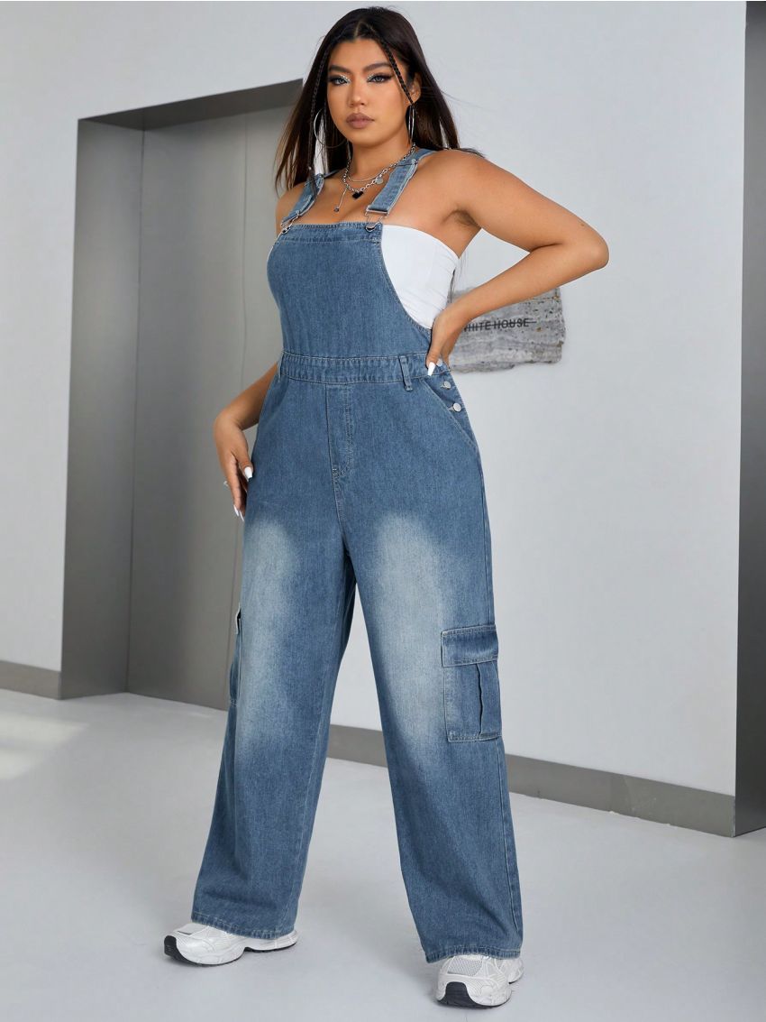 SHEIN ICON Plus Size Denim Jumpsuit
