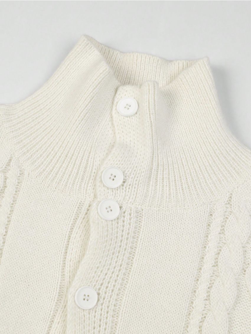 Men's Solid Stand Collar Cardigan With Front Button Closure