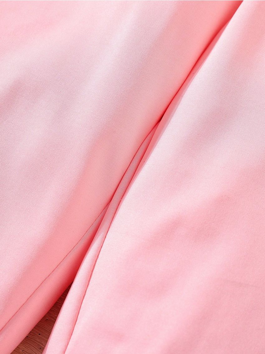 SHEIN Kids EVRYDAY Big Girls' Solid Color Elastic Waist Pants With Pleats