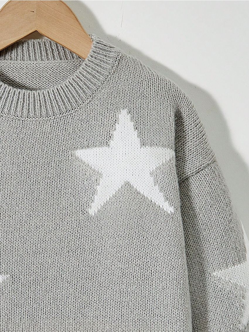 SHEIN Kids EVRYDAY Young Girls' Star Pattern Sweater Pullover